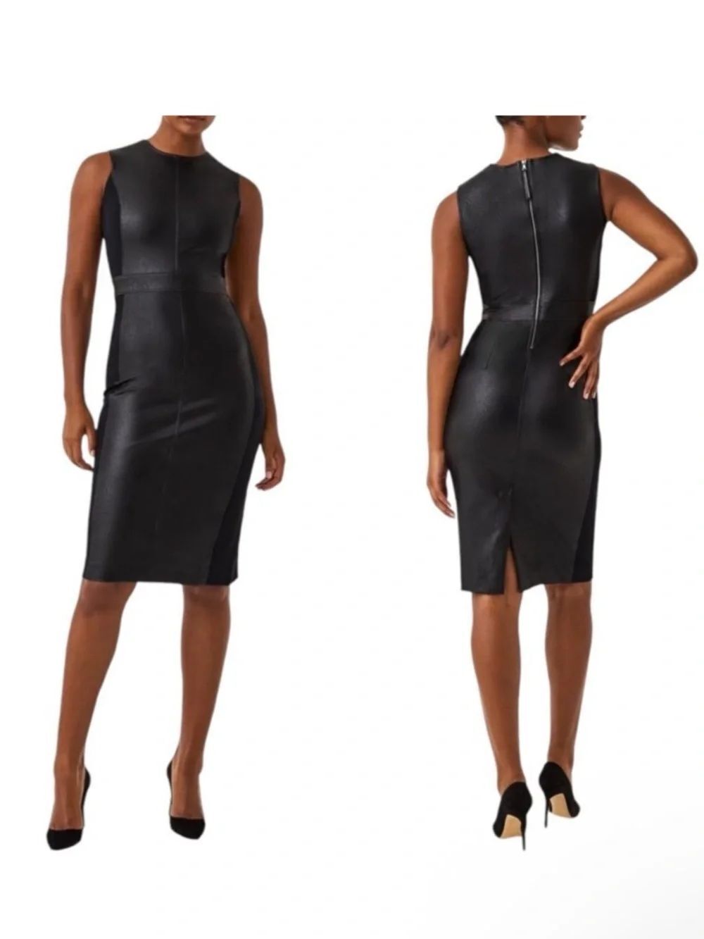 NWT SPANX Leather-Like Combo Sheath Dress